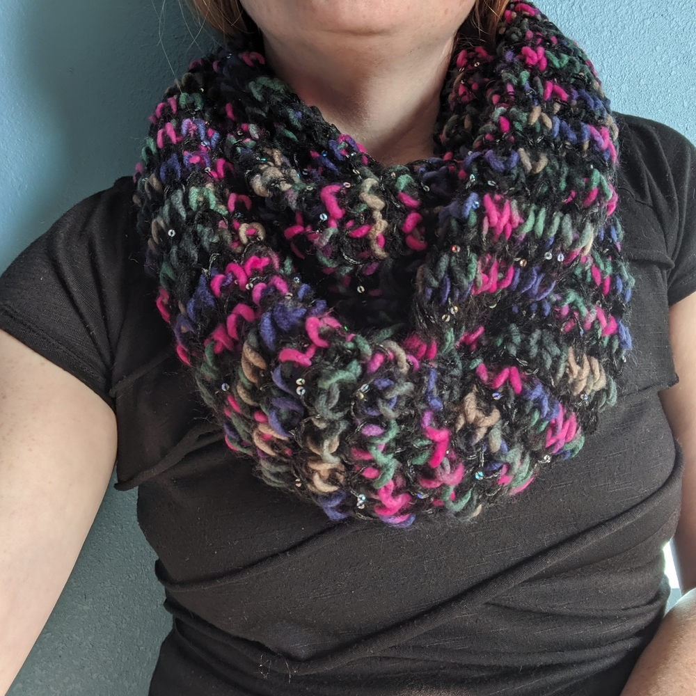 Multi Color Knit Infinity Scarf